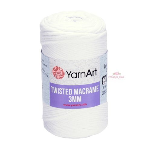 Macrame Twisted Cotton 3 mm 751 - kifésülhető fonal - fehér