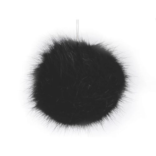 Szőrme pompom - fekete Ø 7-9 cm