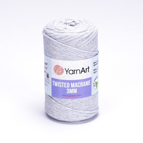 Macrame Twisted Cotton 3 mm 756 - kifésülhető fonal - szürke