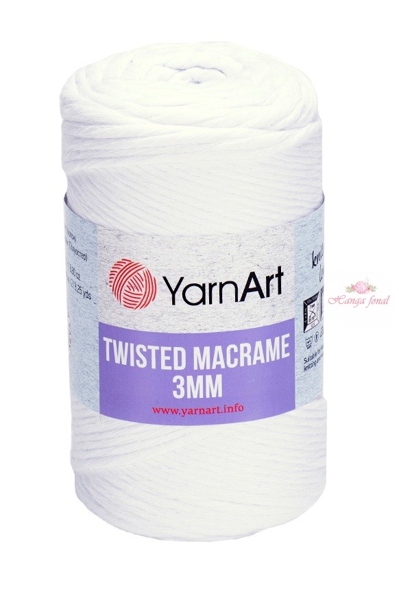 Macrame Twisted Cotton 3 mm 751 - kifésülhető fonal - fehér