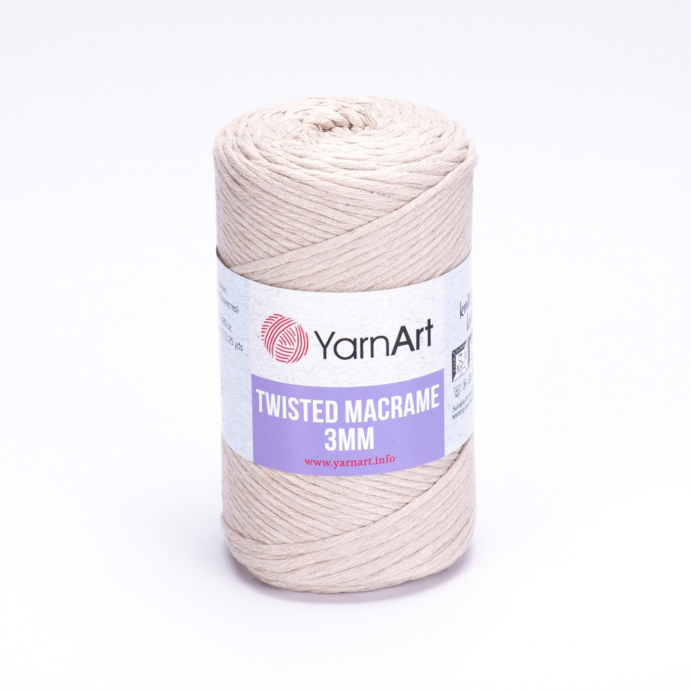 Macrame Twisted Cotton 3 mm 753 - kifésülhető fonal - bézs