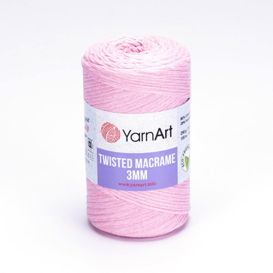 Macrame Twisted Cotton 3 mm 762 - kifésülhető fonal - rózsaszín