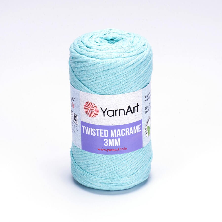 Macrame Twisted Cotton 3 mm 775 - kifésülhető fonal - menta