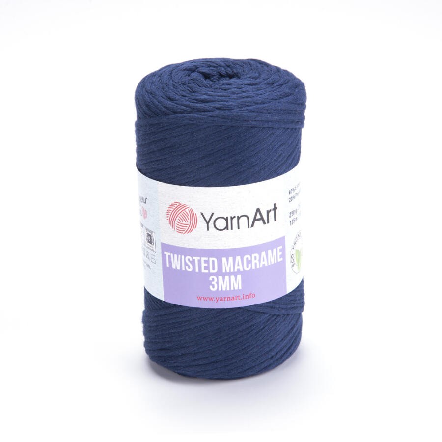 Macrame Twisted Cotton 3 mm 784 - kifésülhető fonal - sötét kék