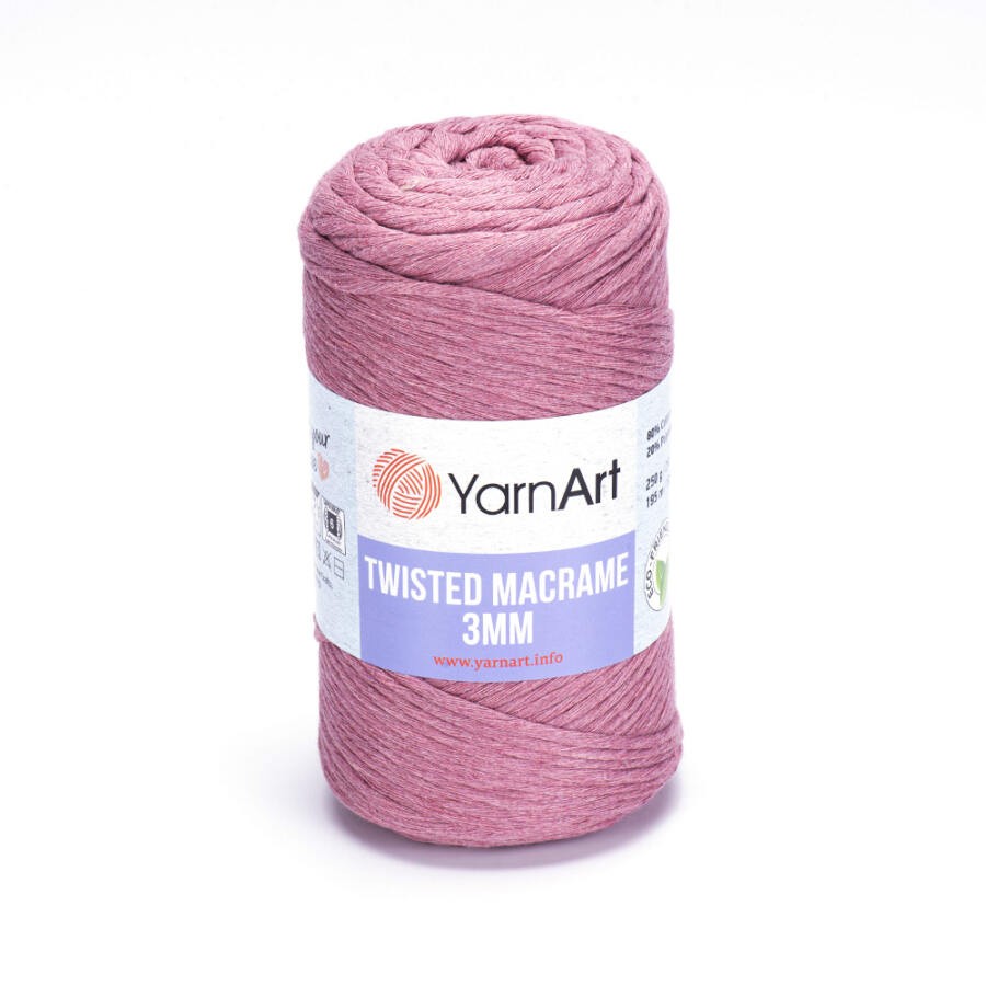 Macrame Twisted Cotton 3 mm 792 - kifésülhető fonal - rózsa